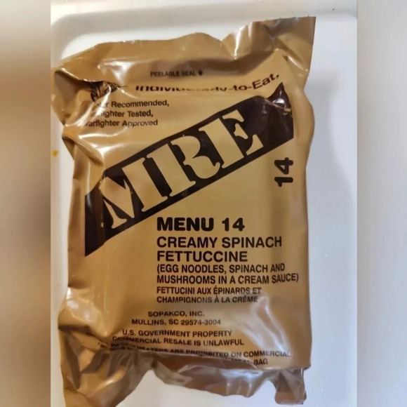 MRE Sopakco Menu 14, Creamy Spinach Fettucini - Picture 1 of 2